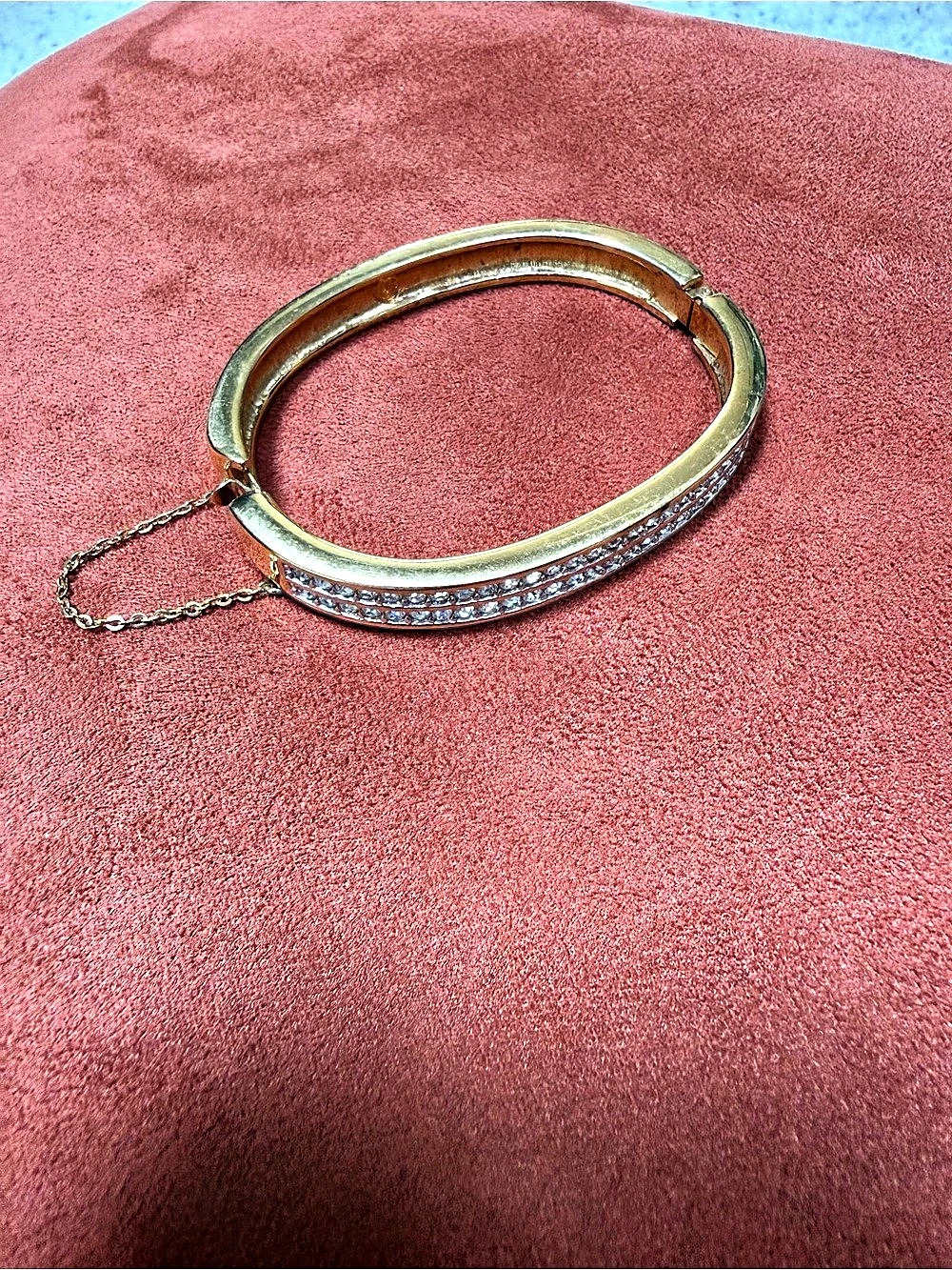 Swarovski Rhinestone Hinged Bracelet in Gold & Silver